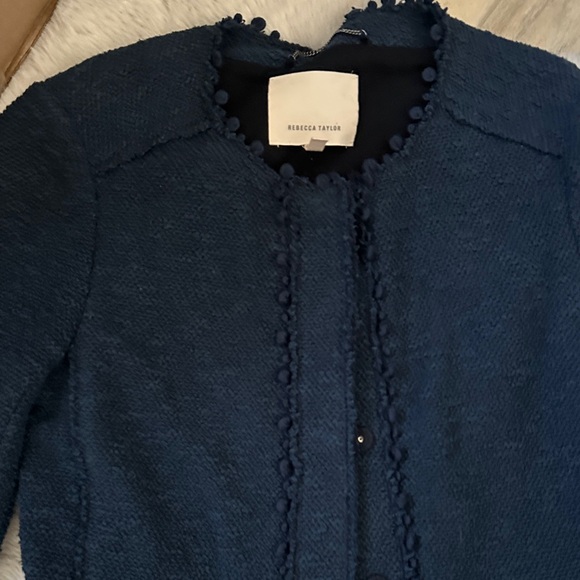 Rebecca Taylor Midnight Blue Textured Blazer - Picture 2 of 7